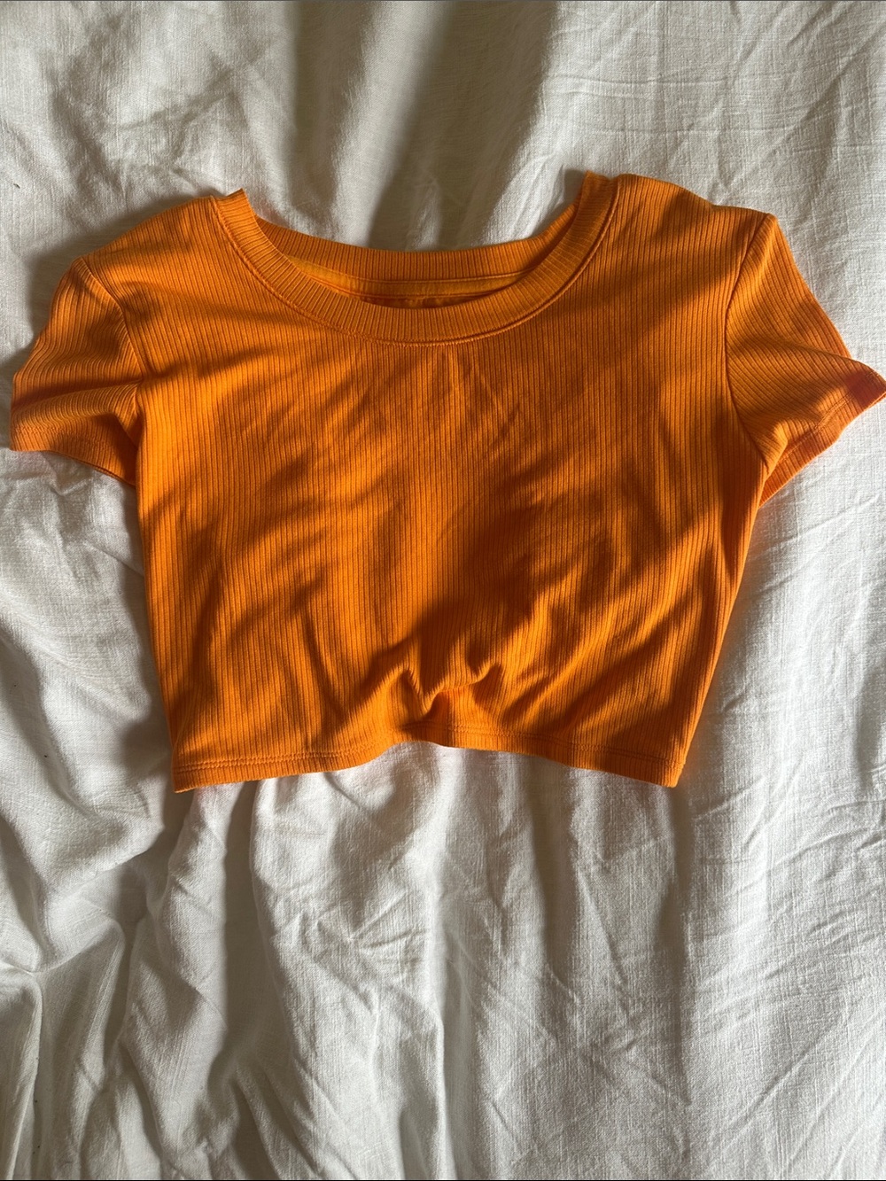 Offline By Aerie Bright Orange Ribbed Crop Top